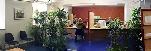 Blick ins Servicezentrum